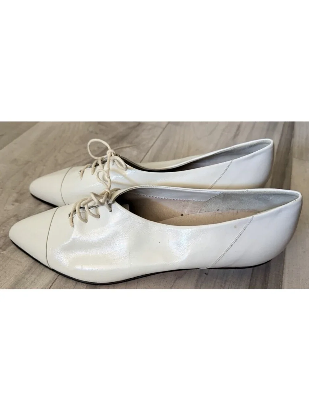 Paloma Womens Italian Heel Lace Up Shoes White Leather Sz 8 N
